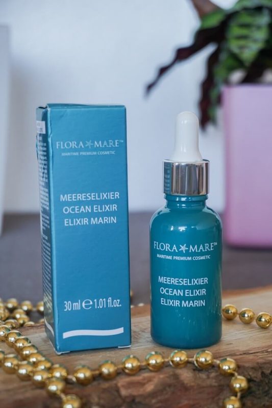 Flora Mare Meereselixier in eleganter Glasflasche mit Pipette – luxuriöses Anti-Aging-Serum mit maritimen Wirkstoffen.
