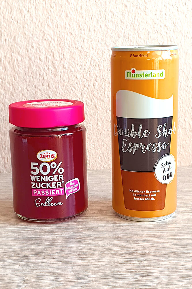 Zentis 50% weniger Zucker und Double Shot Espresso